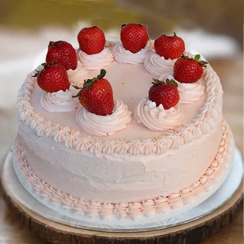 Pink white star three layer cake strawberry 3, kg