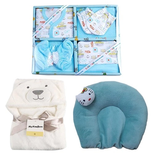 Cotton PASTEL COLOURS LITTLE HUB 9 PICE GIFT SETS, Front Open Top,Half Pant  at Rs 305/piece in Mumbai