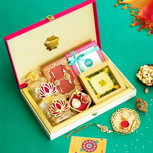Phool Rakhi Gift Box for Brother, Sister & Bhabhi I 7 Premium Rakhi Hamper  I Gifts