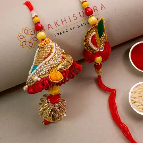 Premium Zardosi Bhaiya Bhabhi Rakhi Set