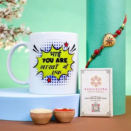 Cherished Kundan Rakhi N Mug Surprise