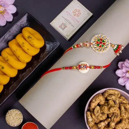 Premium Kundan Rakhi Set with Treats