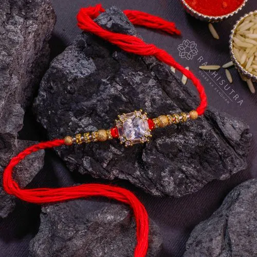 Traditional Kundan Rakhi Blessings Set