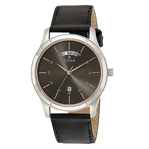 TITAN NN1777YL01 Mens Black Dial Leather Strap Analog Quartz Watch in  Rajahmundry at best price by Kamal Watch Co Pvt Ltd - Justdial